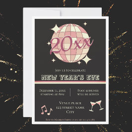 Convite de festa de ano novo 2025 bola de discotec