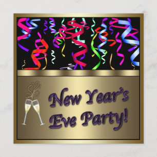 Convite de festa de Ano Novo com Champanhe e Confe
