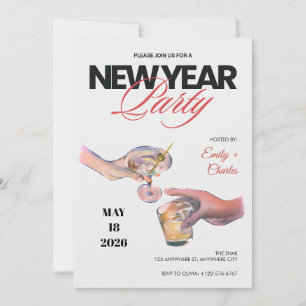 Convite de Festa de Ano Novo Desenhado
