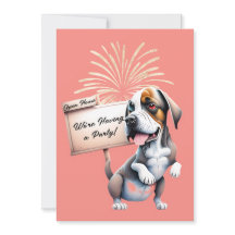 Convite de festa de Ano Novo do Cachorro Engraçado