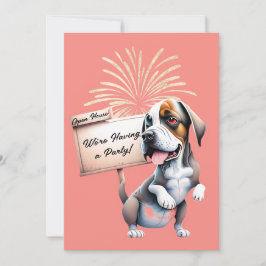 Convite de festa de Ano Novo do cachorro engraçado