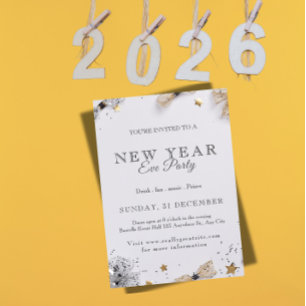 Convite de Festa de Ano Novo Dourado Festivo