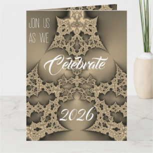 convite de festa de Ano Novo - fractal dourado