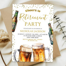 Convite de festa de aposentadoria com cerveja e br