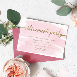 Convite de festa de aposentadoria com dourado em a