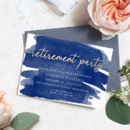 Convite de festa de aposentadoria Navy Watercolour