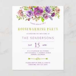 Convite de festa de aquecimento com tema floral ro