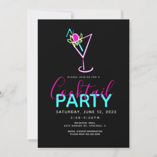 Convite de festa de arte moderna coquetel Neon