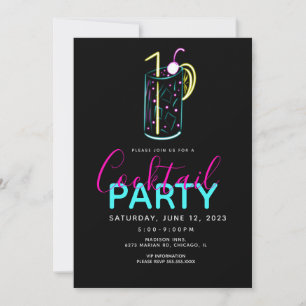 Convite de festa de arte Mojito coquetel Neon