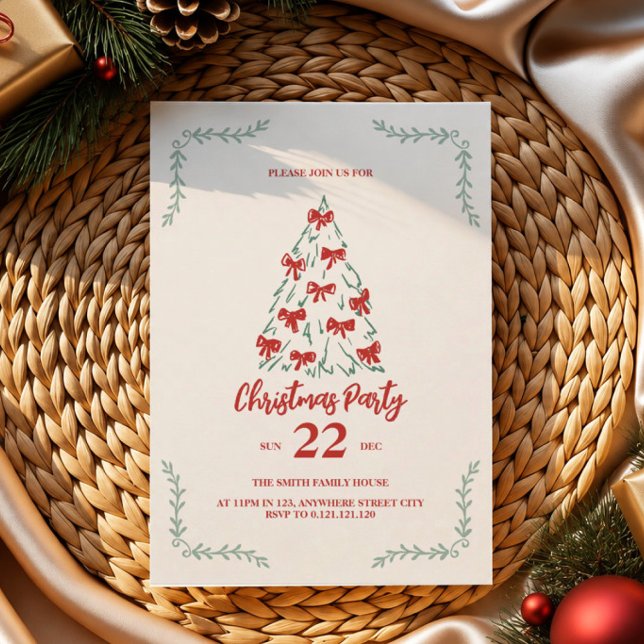 convite de festa de árvore de natal clássica com d (Criador carregado)