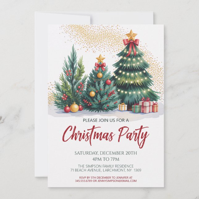 Convite de Festa de Árvore de Natal Festiva (Frente)