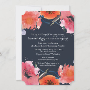 Convite de festa de baby shower floral em aquarela