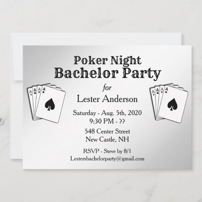 Convite de Festa de Bachelor do Partido Poker (Frente)