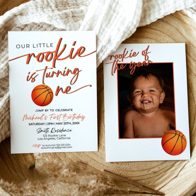 Convite de Festa de Basquete Primeiro Ano de Basqu (Criador carregado)