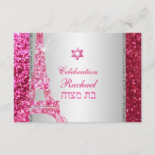 Convite de festa de Bat Mitzvah com brilho falso d