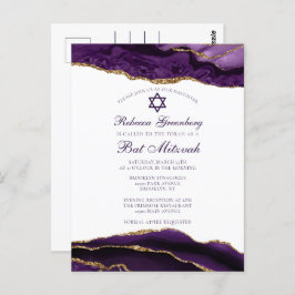 Convite de festa de Bat Mitzvah roxo elegante dour