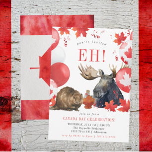 Convite de festa de BBQ no Dia do Canadá em aquare
