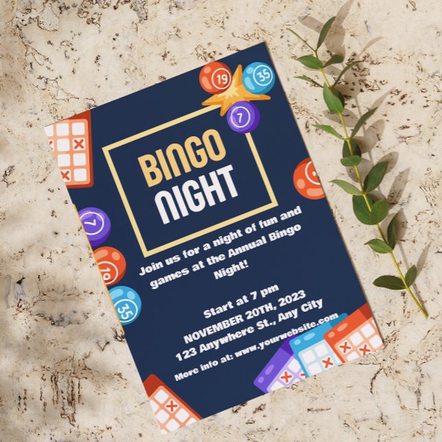 Convite de festa de Bingo à noite em branco Marinh (Criador carregado)