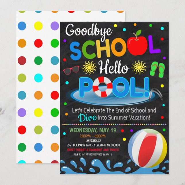 Convite de Festa de Boas-vindas à Piscina após a E (Frente/Verso)