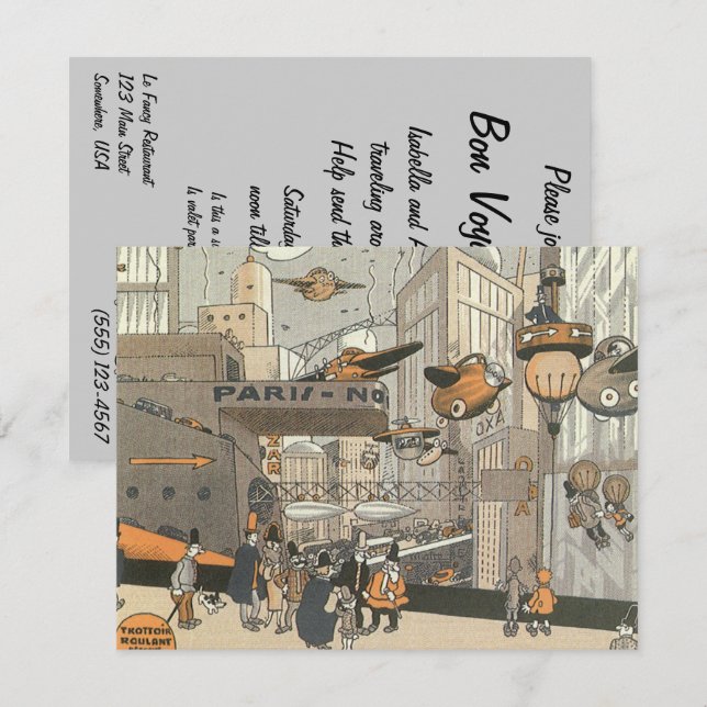 Convite de Festa de Boas Vindas Vintage Steampunk (Frente/Verso)