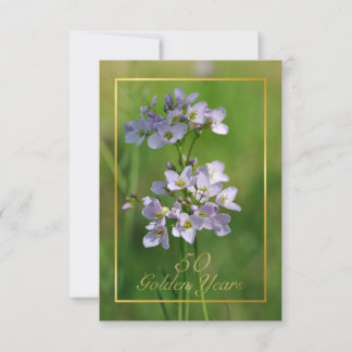 Convite de festa de Bodas de Ouro com flores silve