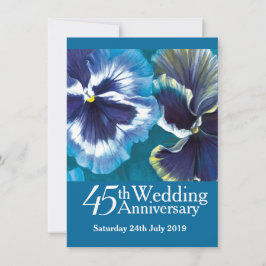 Convite de festa de bodas de safira 45 anos azul