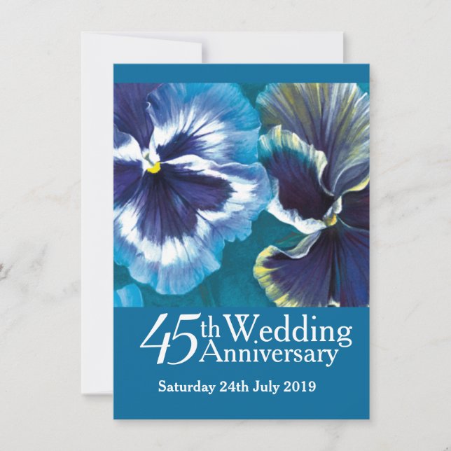 Convite de festa de bodas de safira 45 anos azul (Frente)