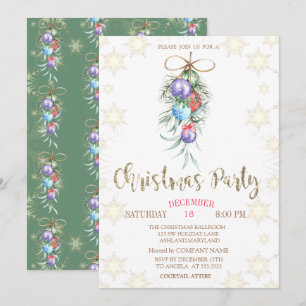 Convite de Festa de Bolas de Natal em Aquarela
