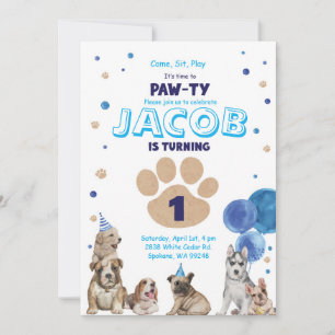 Convite de Festa de Cachorro para meninos