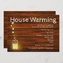 Convite de festa de casa nova rústica com madeira 