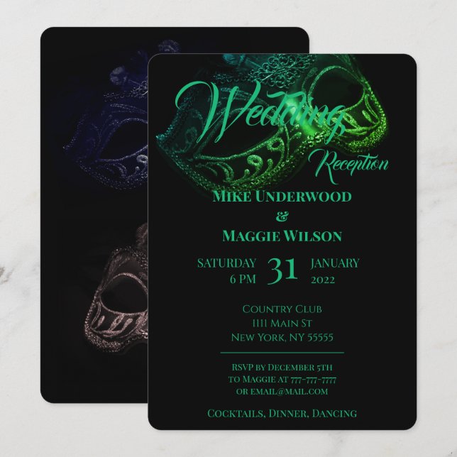 Convite de festa de casamento elegante à noite (Frente/Verso)