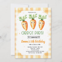 convite de festa de cenoura fofa