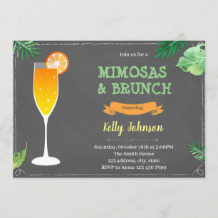 Convite de festa de chá de bebé com mimosas e brun