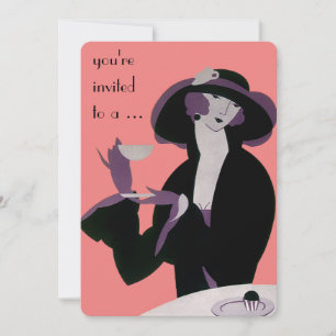 Convite de festa de chá de noiva em estilo Art Déc