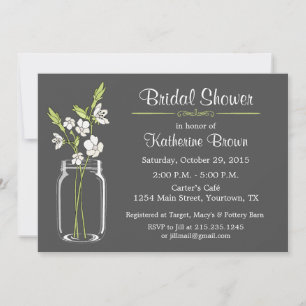 Convite de festa de chá de noiva em pote de Mason