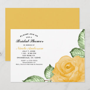 Convite de Festa de Chá de Noiva Rosa Amarela Eleg