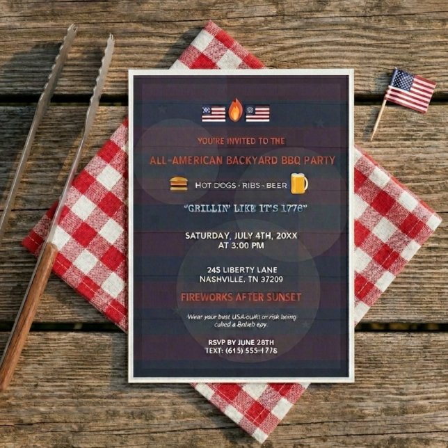 Convite de festa de churrasco engraçado e patrióti (Criador carregado)