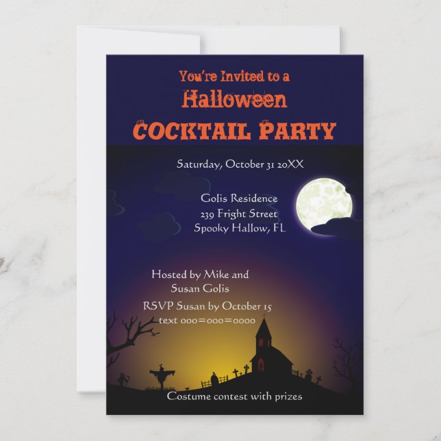 Convite de Festa de Cocktail Assustador de Hallowe (Frente)