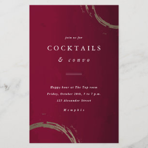 Convite de festa de cocktail com anéis de ouro eco