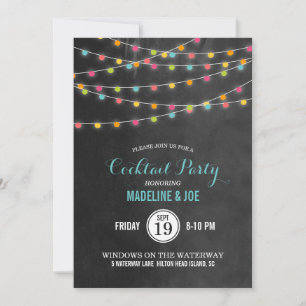 Convite de Festa de Cocktail com Luzes Coloridas