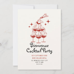 convite de festa de cocktail com rabiscos clássico