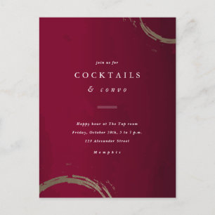 Convite de Festa de Cocktail de Anéis Dourados