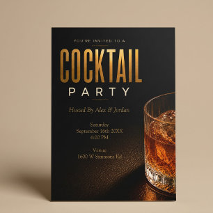 Convite de Festa de Cocktail de Ouro Moderno