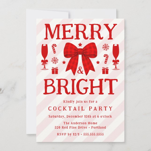 Convite de Festa de Cocktail Merry & Bright com La (Frente)