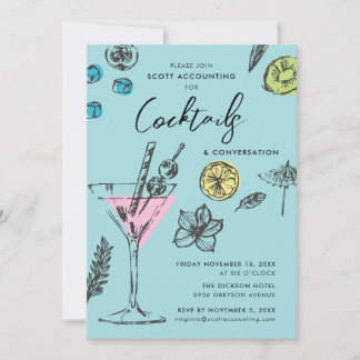 Convite de Festa de Cocktail Moderno Ilustrado