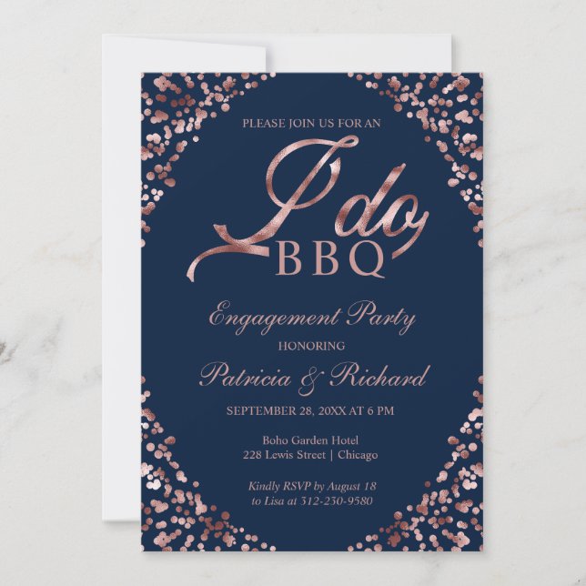 Convite de Festa de Compromisso Blue I DO BBQ (Frente)