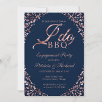 Convite de Festa de Compromisso Blue I DO BBQ