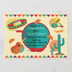 Convite de Festa de Compromisso com Tema Mexicano