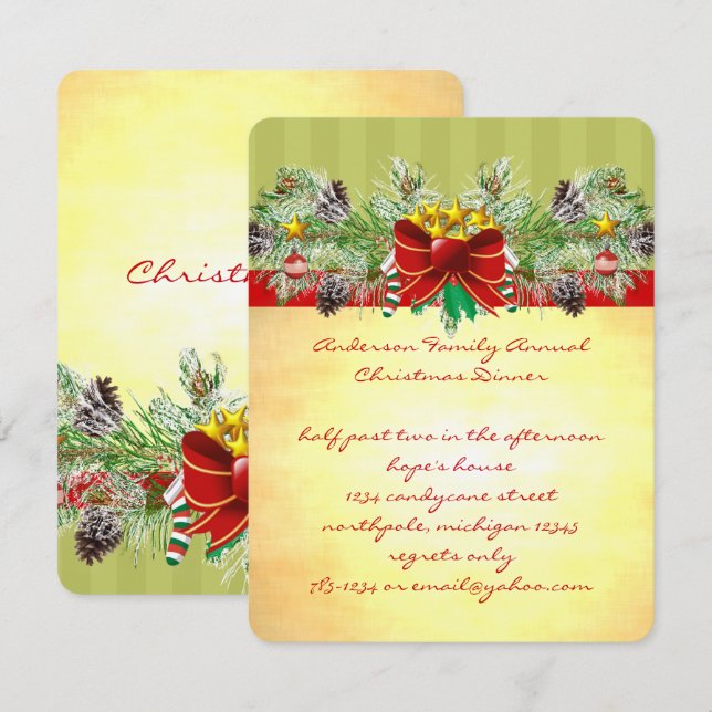 Convite de Festa de Convite para Janto de Natal Pi (Frente/Verso)