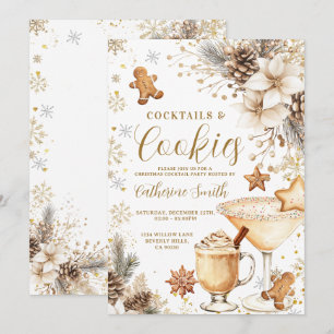 Convite de Festa de Coquetéis e Biscoitos Branco d